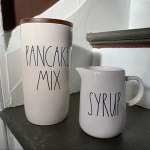 Rae Dunn PANCAKE MIX Canister & SYRUP Pitcher